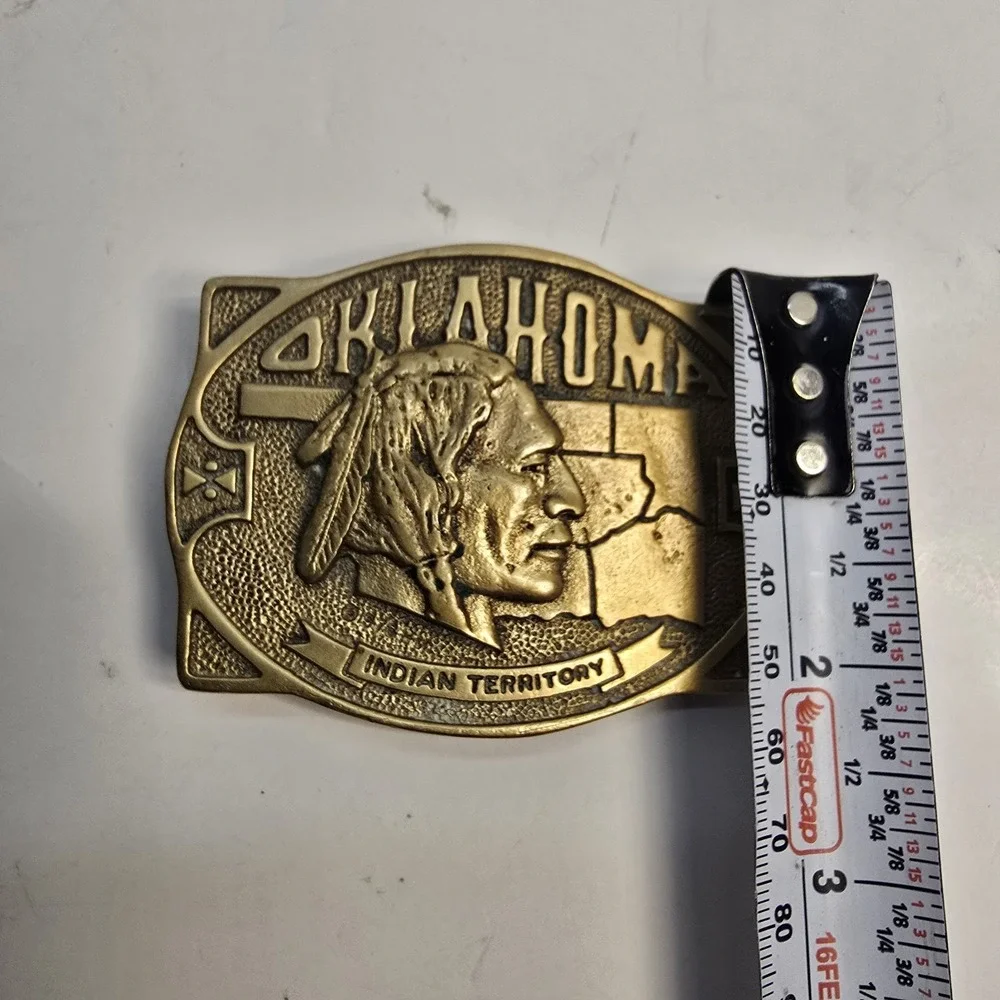 Oklahoma‎ State Indian Territory Chief Head Commemorative 1976 Belt Buckle